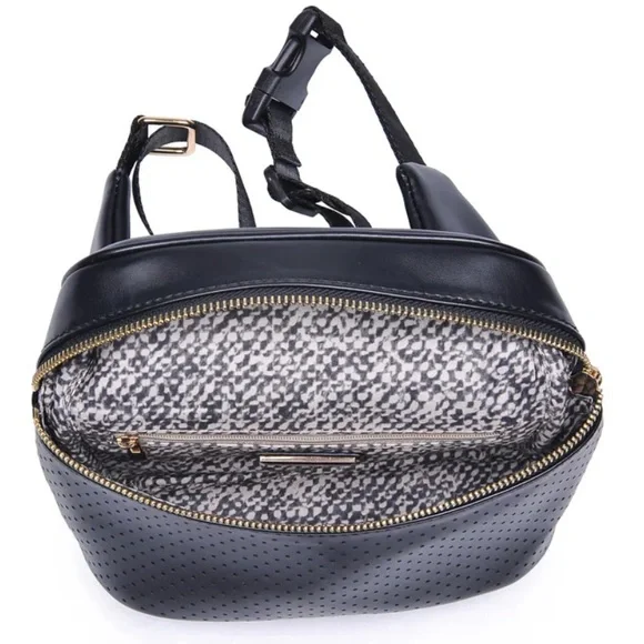 NWOT Urban Expresssions Black Hawthorn Perforated Belt Bag. - Picture 5 of 13